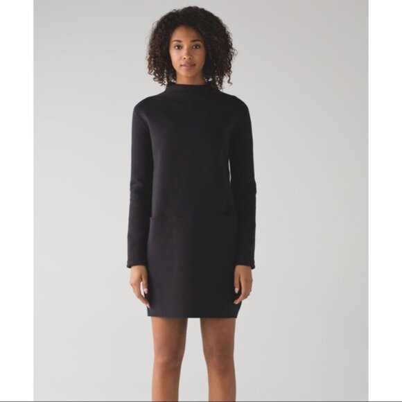 Lululemon Black City Bound Sweatshirt Dress ~Size 4 ~ Pockets ~ $128 - Picture 2 of 7
